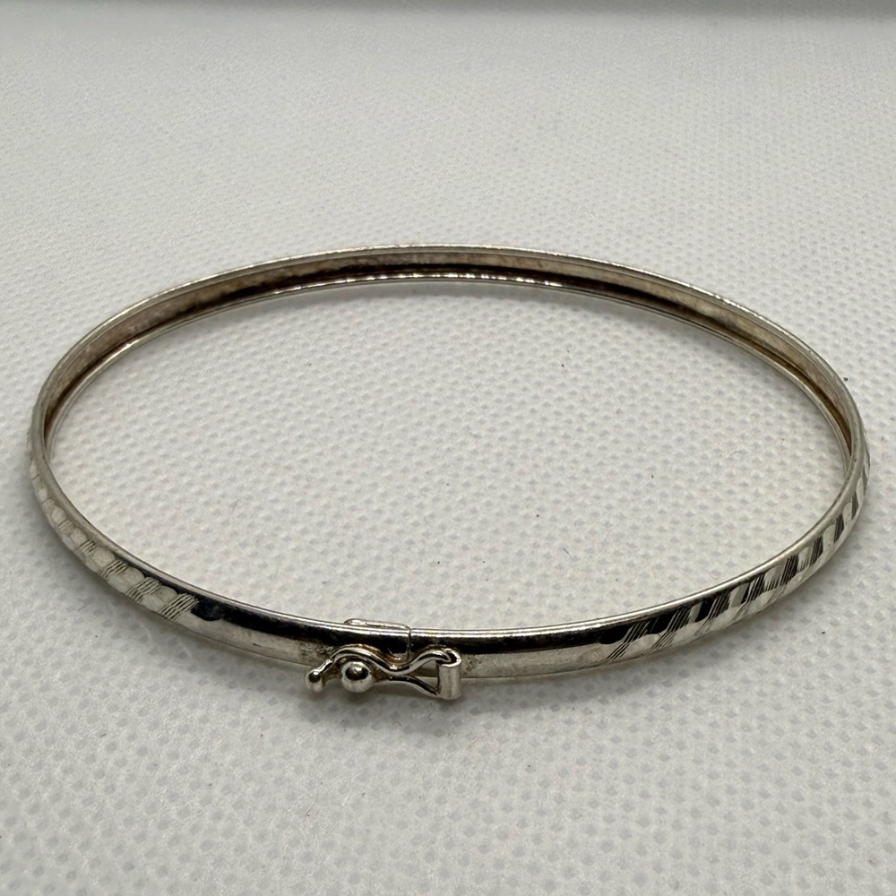 Vintage Mexico City Sterling Silver Hinged Bangle Bracelet